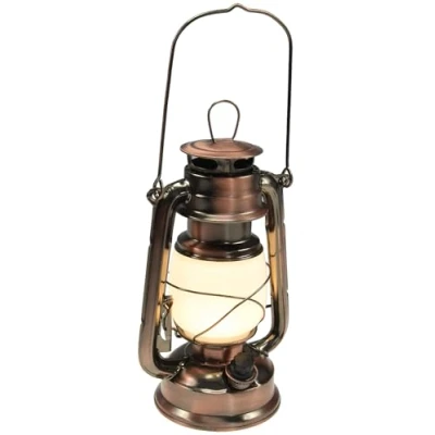 Immagine di ChiliTec 22634 Lanterna da campeggio a LED, in rame, intensità variabile, funzionamento batteria, 4 x AA Mignon 23,5 cm, con occhiello, luce bianca calda, 6 V