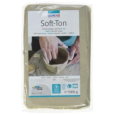 Immagine di Glorex GmbH Soft TON Terracotta, 1000 g, indurente all&#039;Aria o al Calore, Argilla, Bianco