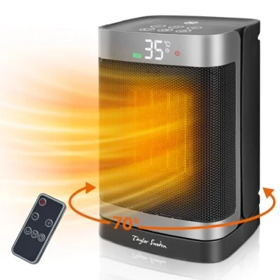 Immagine di Taylor Swoden Fiery Stufetta elettrica portatile, Termoventilatore ceramico PTC con telecomando, timer 24 ore, oscillazione a 70, 4 modalità, 1500W.