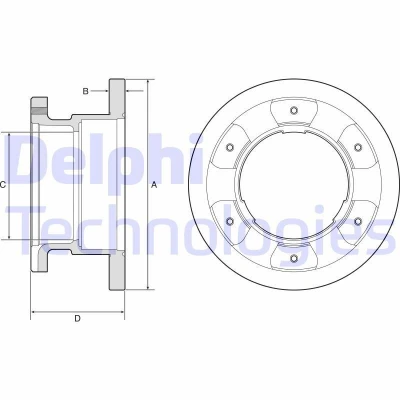 Immagine di DELPHI BG9201 Disco freno 306 22 6 pieno Oleato non trattato senza cuscinetto ruota, anello sensore ABS IVECO: DAILY 3, 3 Kasten/Kombi