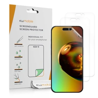 Immagine di kwmobile 3X Pellicola Salvaschermo Compatibile con Apple iPhone 16 PRO Max Film Protettivo Telefono Protezione AntiGraffio Display Smartphone