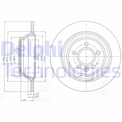 Immagine di DELPHI BG4238C Disco freno 302 12 5 pieno rivestito ad alto tenore di carbonio senza cuscinetto ruota, anello sensore ABS