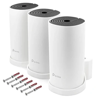 Immagine di Supporto da parete adatto per router Wi Fi TP Link Deco M4 Mesh 3 pezzi con gestione dei cavi