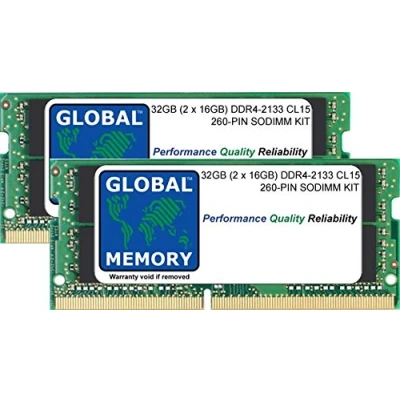 Immagine di GLOBAL MEMORY Kit di Memoria RAM DDR4 2133 MHz PC4 17000 260 Pin SODIMM da 32 GB (2 x 16 GB) Compatibile con Computer Portatili/Notebook