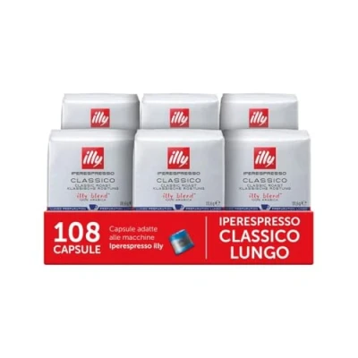 Immagine di illy Capsule Caffè Iperespresso Tostato CLASSICO Lungo, 6 Confezioni da 18 Capsule, Totale 108