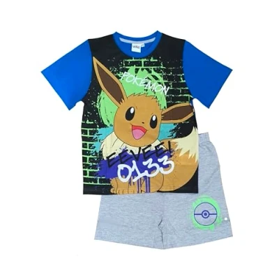 Immagine di Pigiama corto Pokemon per ragazzi o ragazze con Eevee Scorbunny, set da 2 pezzi composto top e pantaloni a maniche corte, età 3 12 anni.., Eevee, 5 6 Years