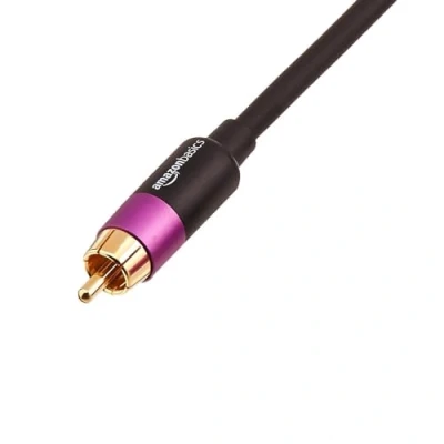 Immagine di Amazon Basics cavo RCA audio per subwoofer, amplificatori, casse attive, con connettori placcati oro, Nero, 10.7 m