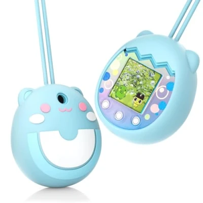 Immagine di BeisDirect custodia in silicone per Tamagotchi Pix Virtual Pet Game Machine, protettiva anti goccia con cordino le dita, di ricambio (blu)