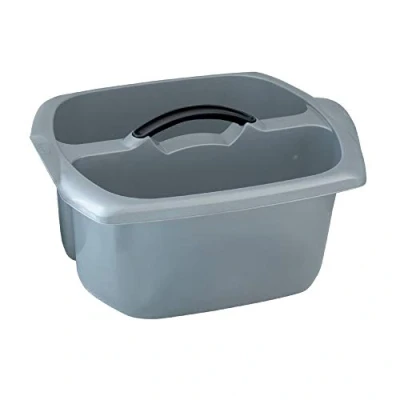 Immagine di Addis Eco 518523 Contenitore per la pulizia con doppio scomparto e manico, 100% plastica riciclata, 9 litri, colore: Grigio chiaro