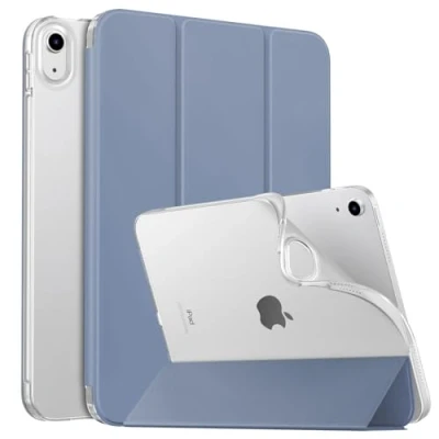 Immagine di MoKo Custodia Protettiva Compatibile con iPad 10a Generazione 10,9 Pollici 2022, Cover in TPU e Pelle PU Chiusura Magnetica, Sostegno, Auto Riattivazione/Standby, Viola Grigio