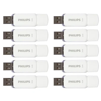 Immagine di Philips Snow Edition 2.0 Unità flash USB da 10 x 32 GB, per PC, laptop, computer e data storage, velocità di lettura fino a 23 MB/s