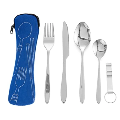 Immagine di Bramble Set di Posate Compatto per Campeggio ed Esterni Include Custodia Portatile in Neoprene Ideale Esterni, Picnic, Festival e Viaggi