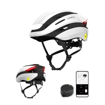 Immagine di Lumos Ultra Smart Helmet Casco da bicicletta Luci LED anteriori e posteriori Indicatori di direzione dei freni Bluetooth collegato Adulti (MIPS, Bianco, XL)