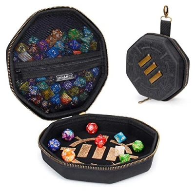 Immagine di ENHANCE Gioco da Tavolo Caso di Dadi e Vassoio Rotolamento dei Contenitore Stoccaggio per Un Massimo 150 Rpg Design Robusto Protettivo con Interni Morbidi Accessorio