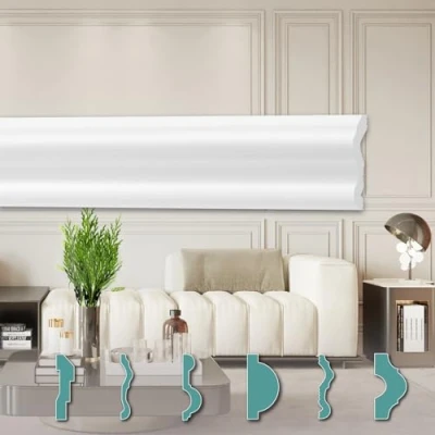 Immagine di HEXIMO Profili per pareti Moderni, in XPS Styropor bianco, Lunghezza 2 Metri Cornici Modanature Decorative (40 Meter Wandleisten FG3)