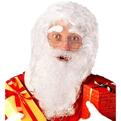 Immagine di &quot;SANTA CLAUS WIG WITH BEARD &amp; MOUSTACHE, EYEBROWS&quot; in polybag