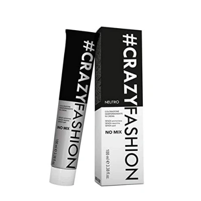 Immagine di Crazy Fashion, Colorazione Semipermanente in Crema, Senza Ammoniaca, Resorcina e PPD, Durata da 6 a 8 Shampoo, Tinta per Capelli Temporanea, Colore Neutro, 100 ml