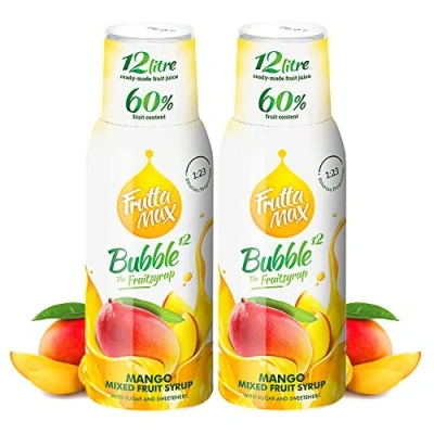 Immagine di 2 x FruttaMax Concentrato Sciroppi di frutta Meno zucchero con il 60% contenuto adatto per macchina bibite (2 500 ml) Mango)