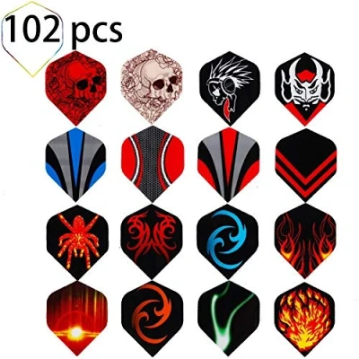 Immagine di ToBeIT 102 Pezzi Freccette Alette(Dart Flights) 34 Set Durevole Standard Alette per Extra rigide a Tutti i Tipi di Gioco Sia Soft Dart Che Steel Dart.