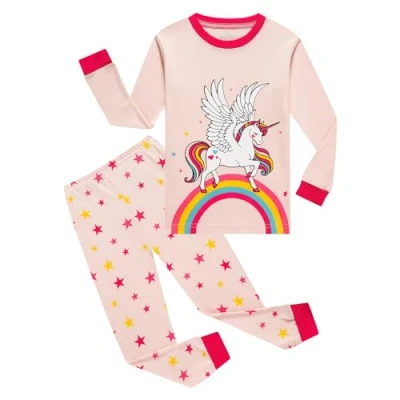 Immagine di Qzrnly Bambine 2 Pezzi Pigiama a Maniche Lunghe per Ragazze Pajama Set 100% Cotone,Stile 12,10 Anni