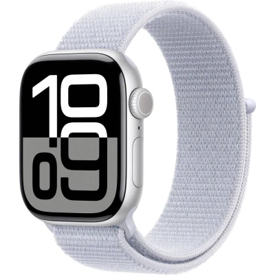 Immagine di Apple Watch Series 10 42mm Argento (Cinturino In Nylon Blu Chiaro)