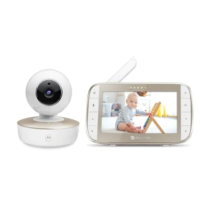 Immagine di Motorola Nursery Baby Monitor VM50G Telecamera Neonato con Monitor, Display a Colori, Comunicazione Bidirezionale e Visione Notturna Infrarossi Portata di 300M Zoom, Inclinazione Rotazione
