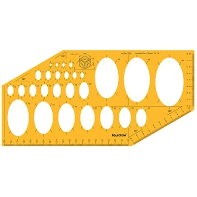 Immagine di Liquidraw Stencil a forma di ellisse, ovale, triangolare, quadrato, esagonale, geometria, per disegnare righelli, tecnico, disegno, ingegneria, architettura (27 ellissi)