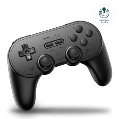 Immagine di 8Bitdo Pro 2 Bluetooth Controller for Switch, Hall Effect Joystick Update, Wireless Gaming PC, Android, and Steam Deck &amp; Apple (Black Edition)