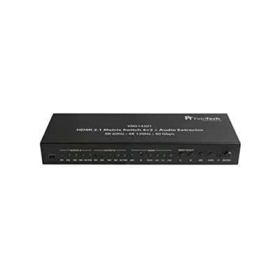 Immagine di FeinTech VMS14201 HDMI 2.1 Matrix Switch 4x2 Commutatore 4K 120Hz 8K Ultra HD 4 in 2 Out Audio Extractror ARC Toslink SPDIF Downscaler per Xbox PS5 TV Monitor HDR VRR 40Gbps
