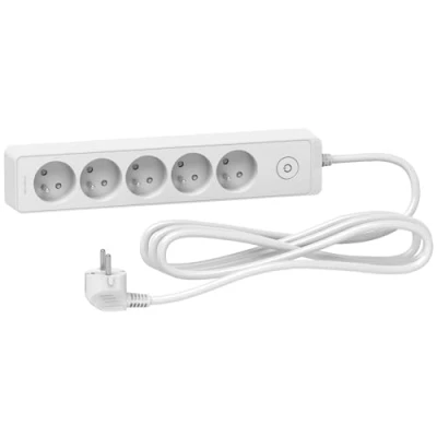 Immagine di Schneider Electric SC5ST9353W Prolunga multipresa 5 prese 2P+T, 3 m, colore: Bianco