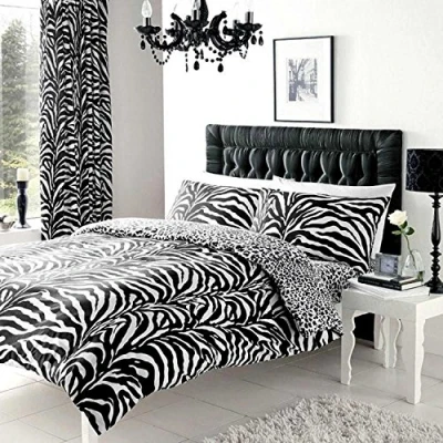 Immagine di GC GAVENO CAVAILIA Copripiumino Set di Biancheria da Letto in Policotone Lusso, Morbido e Accogliente, con Stampa Calda, Poliestere Misto Cotone, Zebra, Bianco/Nero, Doppio
