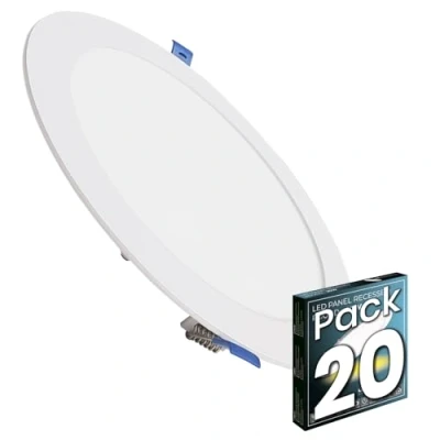 Immagine di LED ATOMANT Confezione da 20 Pannello Downlight Incasso Rotondo Piato 20W 220mm 2100lm, Colore Bianco Freddo (6500K), Driver incluso