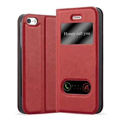Immagine di Cadorabo Custodia Libro per Apple iPhone 5 / 5S SE in ROSSO ZAFFERANO con Funzione Stand e Chiusura Magnetica Portafoglio Cover Case Wallet Book Etui Protezione