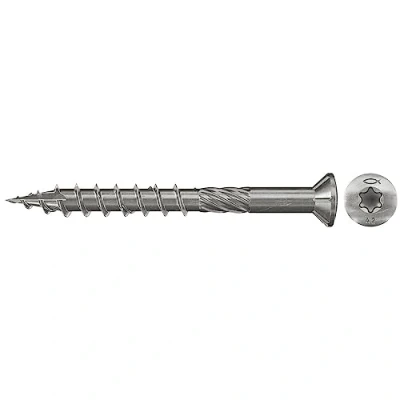 Immagine di Fischer 660605 Viti per terrazze 5 mm 50 Interno Esagonale rotondo, multidentato, TX, Torx, Impronta T Acciaio inox V2A resistente alla corrosione