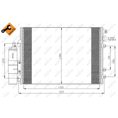 Immagine di NRF EASY FIT 35967 Condensatore con essiccatore, anello tenuta 11,8 8,6 Alluminio 510 RENAULT: Kangoo I