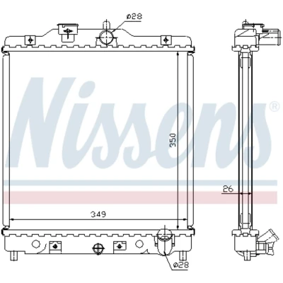 Immagine di NISSENS 63310A Radiatore motore Alluminio 350 349 26 Alette di raffreddamento saldate HONDA: HR V I, Civic 6 Hatchback, Hatchback