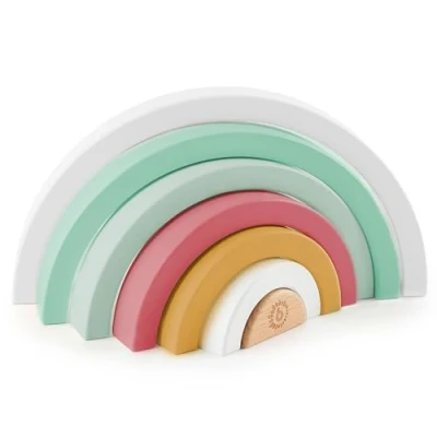 Immagine di Bieco arcobaleno legno bacca torre impilabile per bambini Gioco in Montessori decorazione a partire da 1 anno poi