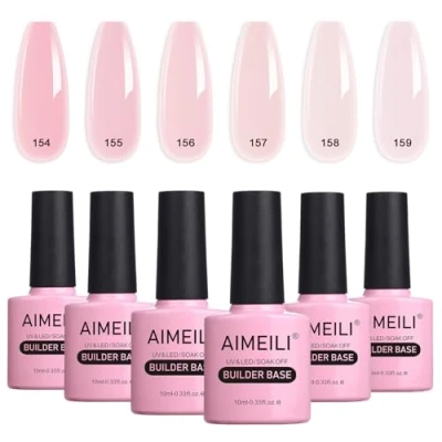 Immagine di AIMEILI 8 in 1 Builder Base Gel Unghie Ricostruzione Kit Smalto Semipermanente Rinforzato per UV LED Soak Off Colori Set 37, 6x10ML