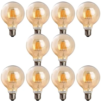 Immagine di LEDSone Lampadina LED Edison dimmerabile 8W 450 lumen, forma globo G95, vetro trasparente, bianco caldo 2700K, luce di Natale, attacco standard E27 (10)