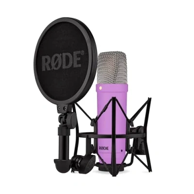 Immagine di RØDE NT1 Signature Series Microfono a Condensatore Grande Diaframma con Shock Mount, Filtro Antipop e Cavo XLR per Produzione Musicale, Registrazione Vocale, Streaming Podcasting (Viola)
