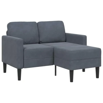 Immagine di vidaXL Divano 2 posti con Chaise a L Grigio Scuro 125 cm in Velluto, Camera da Letto, divanetto, Due posti,