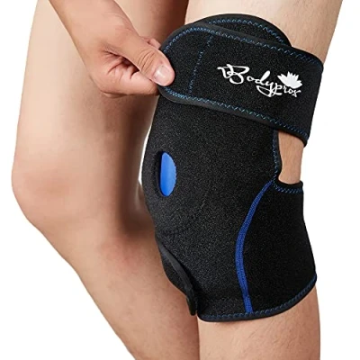 Immagine di cuscinetto del ghiaccio per ginocchio, tutore ginocchio con in gel terapia freddo e caldo