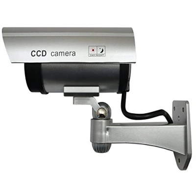 Immagine di Maclean Videocamera Fittizia IR1100 S con LED e Imitazione IR Telecamera Finta Falsa Dummy Camera Sorveglianza CCTV Colore Argento