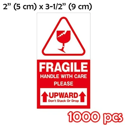 Immagine di 1000 Adesivi&quot;Fragile This Way Up Handle with Care&quot; Adesivi, White Red scotch pacchi etichette adesive scatole trasloco scatola Grande fragile care Keep Dry verso