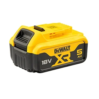 Immagine di DeWalt Batteria 18V 5.0 Ah XR Litio: Maggiore Autonomia, Indicatore LED, Protezione Avanzata, Compatibile con Sistema XR, DCB184 XJ