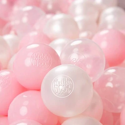 Immagine di KiddyMoon 200 ∅ 6CM Palline Morbide Colorate per Piscina Bambini Fatto in EU, Rosa Chiaro/Perla/Trasparente
