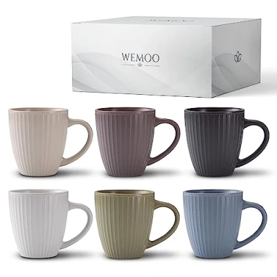 Immagine di Wemoo, set da 6 tazze caffè [400 ml], eleganti con manico grande, caffè, opache, colori pastello, moderno (tazze)