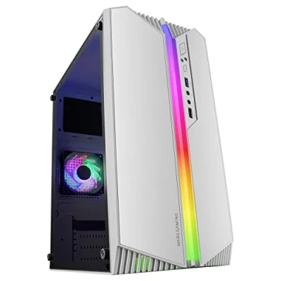 Immagine di Mars Gaming MC S1, Case PC Micro ATX Ultra Compatto, Illuminazione Frontale ARGB 12 Modi, Ventola FRGB, con Finestra Laterale Completa, Bianco, 351 x 177 300 mm