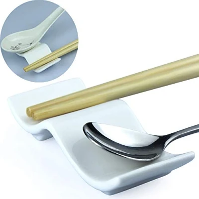 Immagine di Set di 6 supporti in ceramica per bacchette, stile cinese, cucchiai, coltelli, forchette, bacchette porcellana