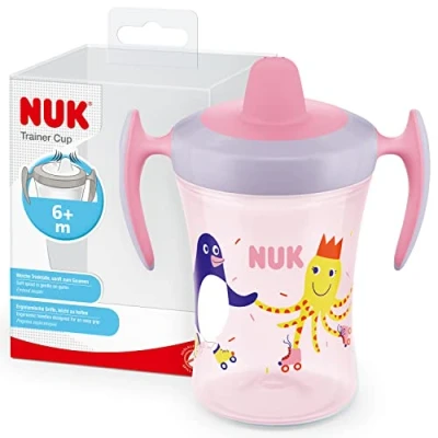 Immagine di NUK Trainer Cup Bicchiere Antigoccia Beccuccio Morbido E A Prova Di Perdite 6+ Mesi Senza Bpa, color Pinguino (rosa), 230 ml